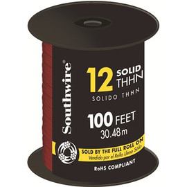 Southwire 100 ft. 12 Red Solid CU THHN Wire