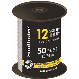 Southwire 50 ft. 12 White Solid CU THHN Wire