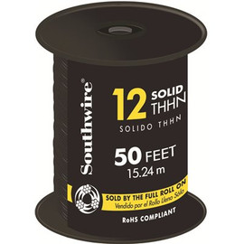Southwire 50 ft. 12 Black Solid CU THHN Wire
