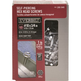 Everbilt #10 x 3/4 in. External Hex Flange Hex-Head Self-Piercing Screw 1 lb./Box (150-Pack)