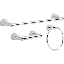 Delta Foundations 3-Piece Bath Hardware Set in Chrome with Towel Ring Toilet Paper Holder and 18 in. Towel Bar