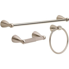 Delta Foundations 3-Piece Bath Hardware Set in Stainless with Towel Ring Toilet Paper Holder and 18 in. Towel Bar