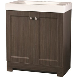 Glacier Bay Shaila 30.5 in. W Bath Vanity in Silverleaf with Cultured Marble Vanity Top in White with White Sink