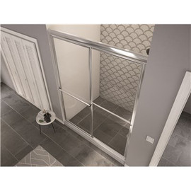 Newport 64 in. to 65.625 in. x 70 in. Framed Sliding Shower Door with Towel Bar in Chrome and Clear Glass