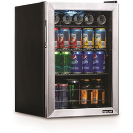 NewAir 17 in. 90 (12 oz.) Can Freestanding Beverage Cooler Fridge with Adjustable Shelves, Stainless Steel