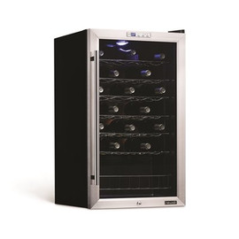 Single Zone 33-Bottle Freestanding Wine Cooler Fridge with Exterior Digital Thermostat and Chrome Racks, Stainless Steel