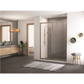 Legend 43.5 in. to 45 in. x 66 in. Framed Hinge Swing Shower Door with Inline Panel in Brushed Nickel with Clear Glass