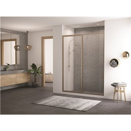 Legend 43.5 in. to 45 in. x 66 in. Framed Hinge Swing Shower Door with Inline Panel in Brushed Nickel with Obscure Glass
