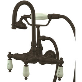 Kingston Brass 3-Handle Claw Foot Tub Faucet Wall-Mount with Hand Shower in Oil Rubbed Bronze