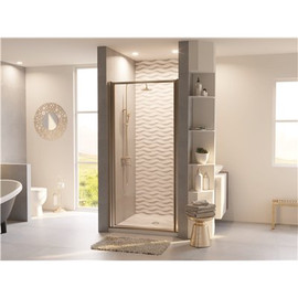 Coastal Shower Doors Legend 23.625 in. to 24.625 in. x 64 in. Framed Hinged Shower Door in Brushed Nickel with Clear Glass
