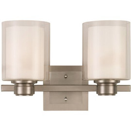 Design House Oslo 2-Light Satin Nickel Indoor Bath or Vanity Light