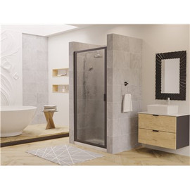 Coastal Shower Doors Paragon 24 in. to 24.75 in. x 66 in. Framed Pivot Shower Door in Matte Black with Aquatex Glass