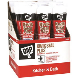 DAP Kwik Seal Plus 5.5 oz. Clear Premium Kitchen and Bath Siliconized Caulk (12-Pack)