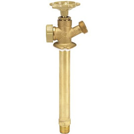 Everbilt 1/2 in. MIP and 1/2 in. SWT x 3/4 in. MHT x 14 in. Brass Anti-Siphon Frost Proof Sillcock Valve