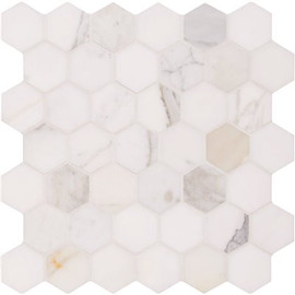 MSI Calacatta Gold Hexagon 12 in. x 12 in. x 10mm Polished Marble Mesh-Mounted Mosaic Tile MSI Calacatta Gold Hexagon 12 in. x 12 in. x 10mm Polished Marble Mesh-Mounted Mosaic Tile