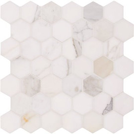 MSI Calacatta Gold Hexagon 12 in. x 12 in. x 10mm Polished Marble Mesh-Mounted Mosaic Tile