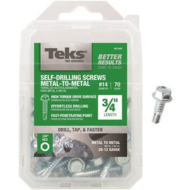 Teks #14 x 3/4 in. External Hex Washer Head Self-Drilling Screw (70-Pack) Teks #14 x 3/4 in. External Hex Washer Head Self-Drilling Screw (70-Pack)