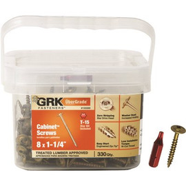 GRK Fasteners #8 x 1-1/4 in. Star Drive Washer Head Low Profile Cabinet Wood Screw Pail (330-Piece)