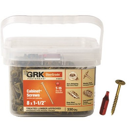 GRK Fasteners #8 x 1-1/2 in. Star Drive Washer Head Low Profile Cabinet Wood Screw Pail (330-Piece) GRK Fasteners #8 x 1-1/2 in. Star Drive Washer Head Low Profile Cabinet Wood Screw Pail (330-Piece)