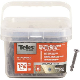 Teks #10 x 1-7/16 in. Phillips Round Head Screw with Wings (300-Pack) Teks #10 x 1-7/16 in. Phillips Round Head Screw with Wings (300-Pack)