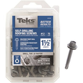 Teks #12-14 x 1-1/2 in. External Hex Washer Head Roofing Drill Point Screw (75-Pack) Teks #12-14 x 1-1/2 in. External Hex Washer Head Roofing Drill Point Screw (75-Pack)