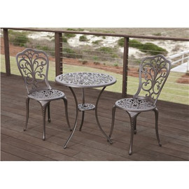 Patio Sense Faustina Antique Bronze 3-Piece Aluminum Round Outdoor Bistro Set