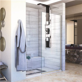 DreamLine Linea 34 in. x 72 in. Semi-Frameless Fixed Shower Screen in Brushed Nickel without Handle