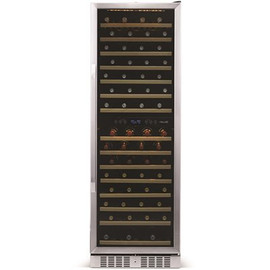 NewAir Dual Zone 160-Bottle Built-In Wine Cooler Fridge with Smooth Rolling Shelves and Quiet Operation - Stainless Steel