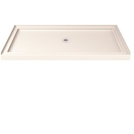 DreamLine SlimLine 32 in. D x 60 in. W Single Threshold Shower Base in Biscuit Color with Center Drain