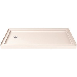 DreamLine SlimLine 32 in. D x 60 in. W Single Threshold Shower Base in Biscuit with Left Hand Drain