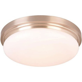 Hampton Bay 15 in. 225-Watt Equivalent Brushed Nickel Integrated LED Flush Mount with Frosted Glass Shade