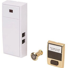 Newhouse Hardware 2-Note Mechanical Wireless Doorbell Chime and Doorbell Push Button with Separate Door Viewer