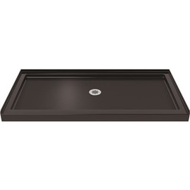 DreamLine SlimLine 32 in. D x 60 in. W Single Threshold Shower Base in Black Color with Center Drain