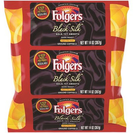 Folgers 14 oz. Black Silk Ground Coffee Filter Pack Dark/Bold/Smooth Ground Caffeinated