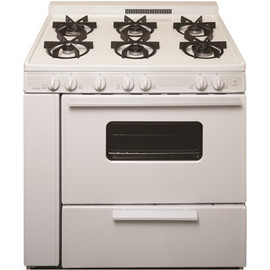 Premier 36 in. 3.91 cu. ft. Battery Spark Ignition Gas Range with Sealed Burners in White