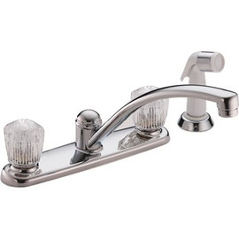 Delta Classic 2-Handle Standard Kitchen Faucet with Side Sprayer and Knob in Chrome