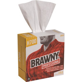 Brawny Professional H700 Disposable Cleaning Towel, Tall Box, White (10-Boxes Per Case)