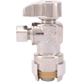 SharkBite 1/2 in. Push-to-Connect x 1/4 in. O.D. Compression Chrome-Plated Brass Quarter-Turn Angle Stop Valve