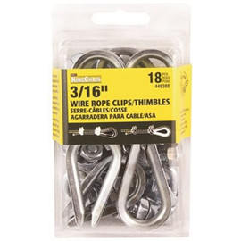 KingChain 18-Piece 3/16 in. Zinc-Plated Wire Rope Clip and Thimble Set