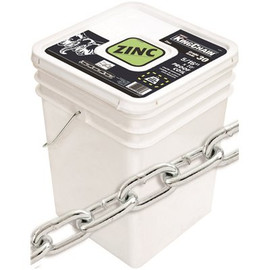 KingChain 5/16 in. x 70 ft. Zinc-Plated Grade 30 (G30) Proof Coil Chain - 1,900 lbs Safe Work Load - Plastic Bucket
