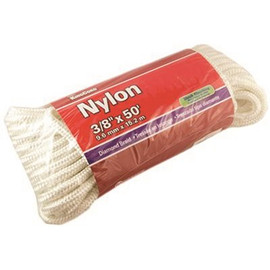 MIBRO 3/8 in. x 50 ft. White Diamond Braid Nylon Rope 244 lbs. Safe Work Load - Hanked