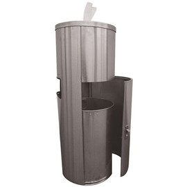 Renown 13.25 in. W, 35.5 in. Dia Stainless Steel Dispenser and Trash Receptacle for Facility and Gym Wipe Rolls