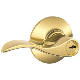 Schlage ACCENT F40 ENTRY Door Lever, POLISHED BRASS