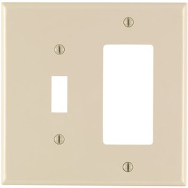 Leviton Decora 2-Gang Midway 1-Toggle Combination Nylon Wall Plate, Light Almond