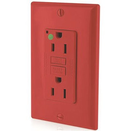 Leviton SMARTLOCKPRO 2-POLE HOSPITAL GRADE DUPLEX GFCI RECEPTACLE, RED, NEMA 5-15R, 125 VOLTS, 15 AMPS