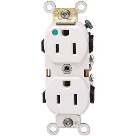 Leviton 15 Amp 125-Volt 2-Pole Hospital Grade Duplex Outlet Straight Blade, White