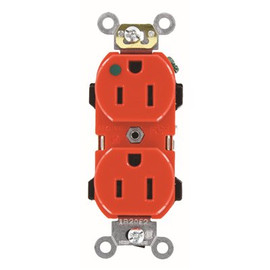 Leviton 15 Amp 125-Volt 2-Pole Hospital Grade Duplex Outlet Straight Blade, Red