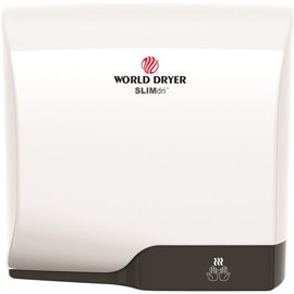 WORLD DRYER SLIMdri Energy-Efficient Hand Dryer, 950 Watts, Aluminum w/ White Finish