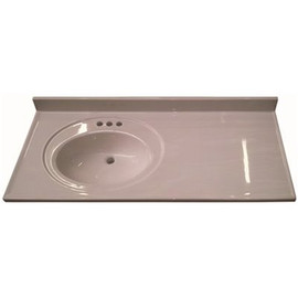 Premier 37 in. x 22 in. Custom Vanity Top Recessed Left Bowl Sink in Solid White