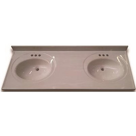 Premier 61 in. x 22 in. Custom Vanity Top Recessed Double Bowl in Solid White